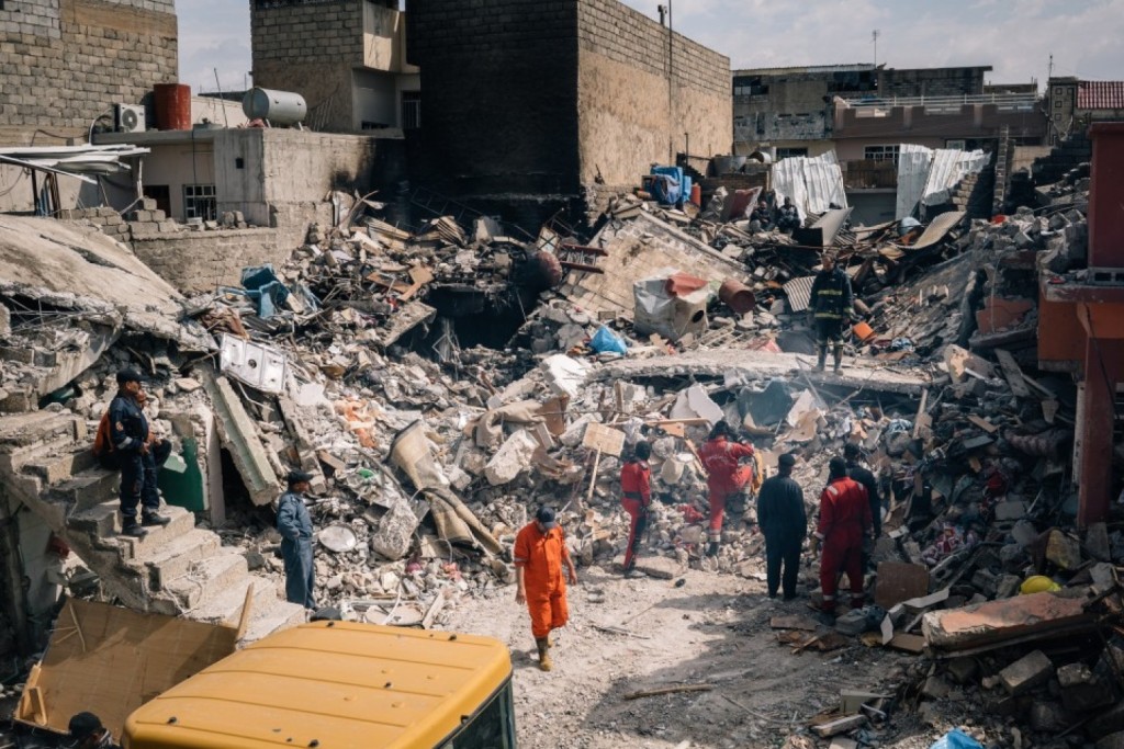 Le abitazioni colpite dal raid Usa il 17 marzo nel quartiere Jadida di Mosul (Foto: Alice Martins for The Washington Post)