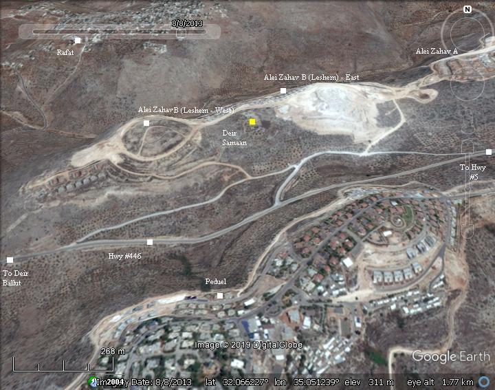 Il sito di Deir Samaan circondato da colonie  israeliane